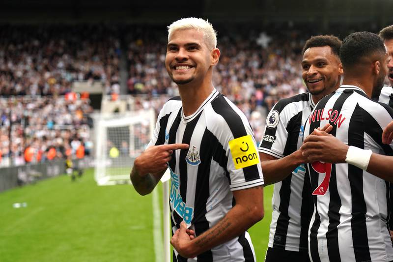 Newcastle United's Bruno Guimaraes celebrates scoring the opening goal in the 5-1 Premier League win against Brentford at St James' Park on October 8, 2022. PA