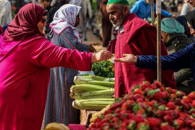 Shoppers buy fresh produce at the Sidi Moussa market in Morocco's Atlantic coastal city of Sale. AFP