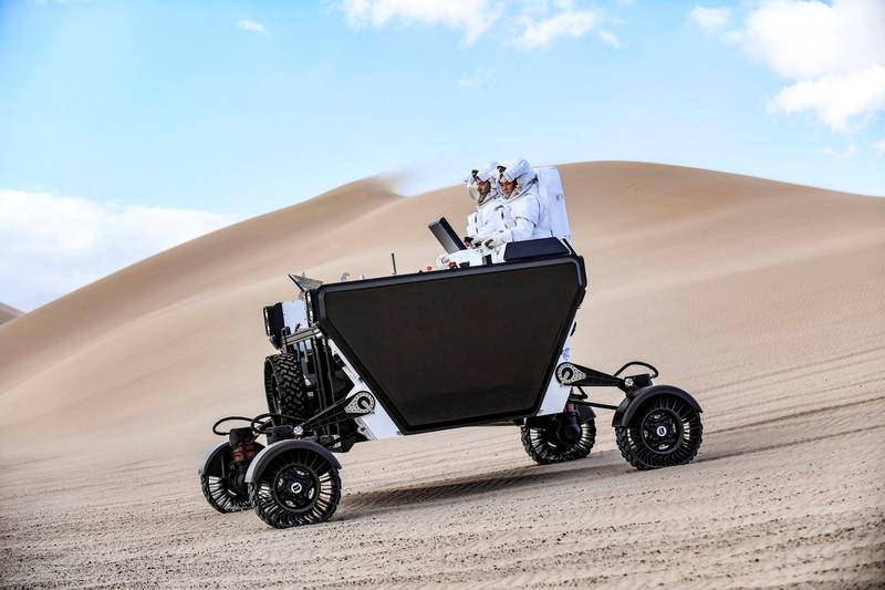 A prototype of California start-up Astrolab's Flex lunar undergoes testing in Death Valley National Park at the Dumont Dunes. Reuters