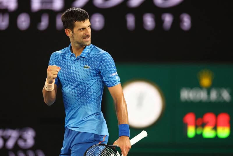 Novak Djokovic reacts during his first-round match against Spain's Roberto Carballes Baena. Reuters