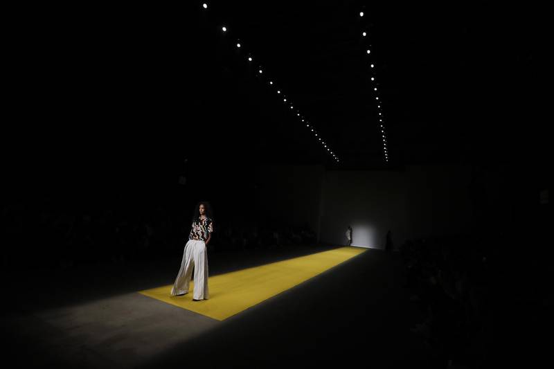 A model presents creations from Brazilian label Handred, during Sao Paulo Fashion Week in Sao Paulo, Brazil. The 46th edition of Sao Paulo Fashion Week will be held from 21 to 26 October 2018.  EPA