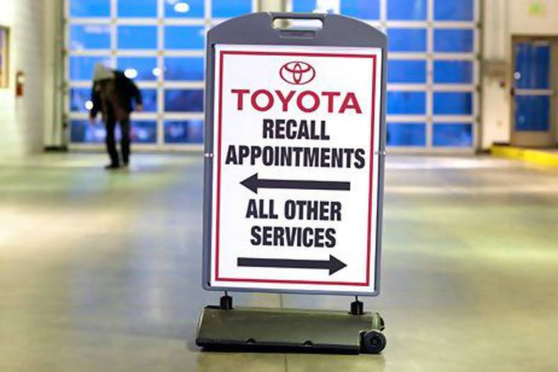 In 2010, a dealership in Colorado provides direction to customers after Toyota recalled 8 million vehicles because of brake problems. Matthew Staver / Bloomberg News