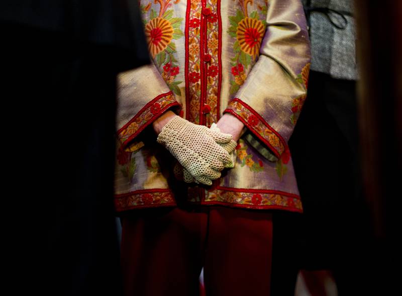 Cream-coloured gloves, like the ones Ginsburg is wearing here, are part of the collection of almost 100 items being auctioned. AP