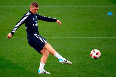 Real Madrid midfielder Toni Kroos attends a training session. AFP