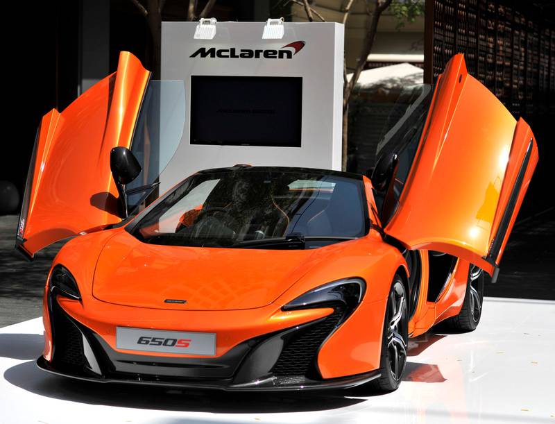 The new McLaren 650S on display at the Motor Village event at DIFC on Sunday, March 30, 2014 in Dubai, United Arab Emirates. Photo: Charles Crowell for The National