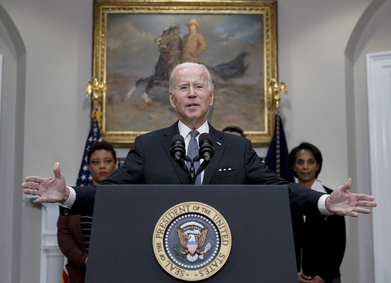 US President Joe Biden said the deficit would shrink by another $250 billion over the next decade, given Medicare's ability to negotiate lower drug prices. AP Photo