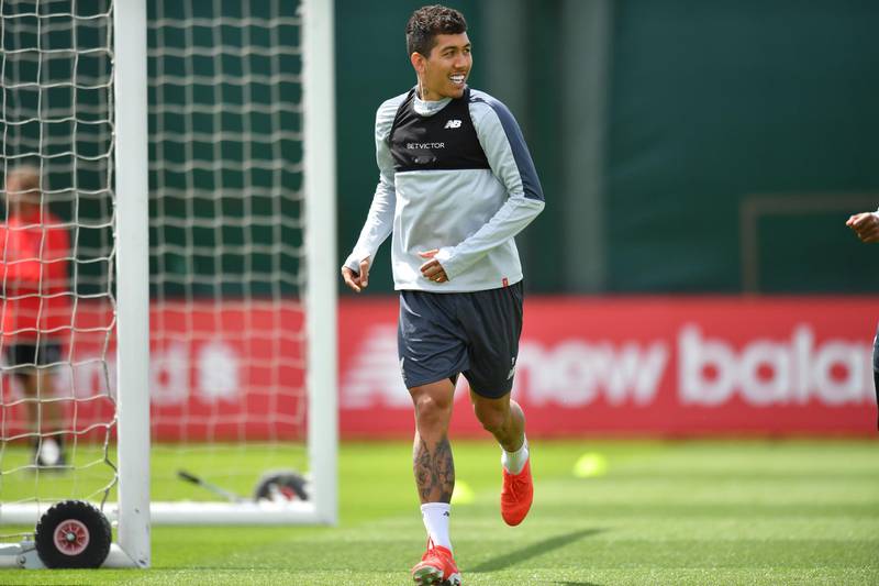 Roberto Firmino takes part in training. AFP