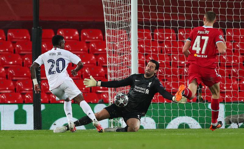 LIVERPOOL PLAYER RATINGS: Alisson Becker - 6. The Brazilian did not see much action against a cautious Real but he was alert when needed. The best moment was a superb stop when Vinicius ran free on goal in the second half. PA