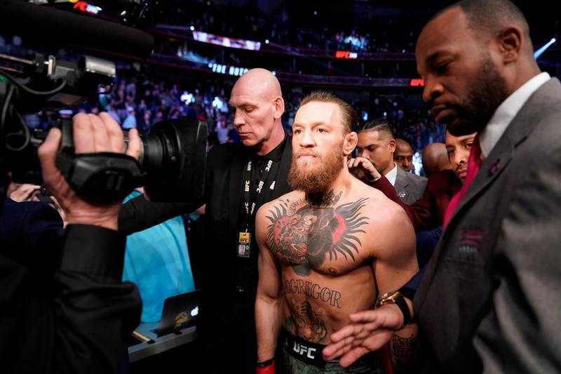 MMA Mixed Martial Arts - UFC 246 - Welterweight - Conor McGregor v Donald Cerrone - T-Mobile Arena, Las Vegas, United States - January 18, 2020 Conor McGregor enters the arena before his fight against Donald Cerrone REUTERS/Mike Blake