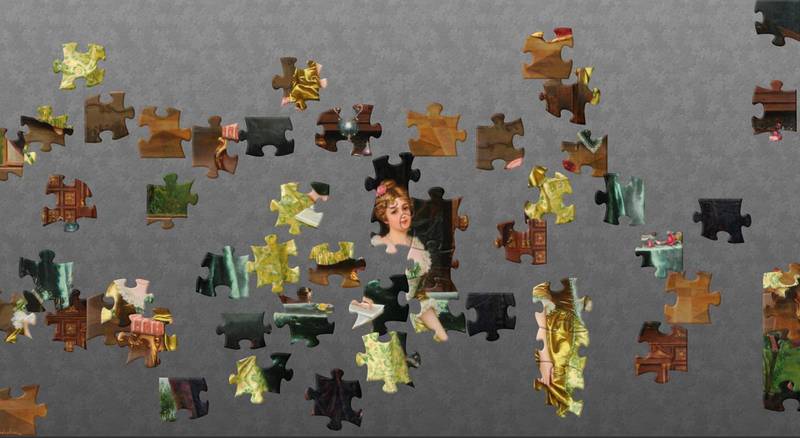 Digital jigsaw of  ‘Lady Holding a Book’ by I Sabatini. Cooper Gallery