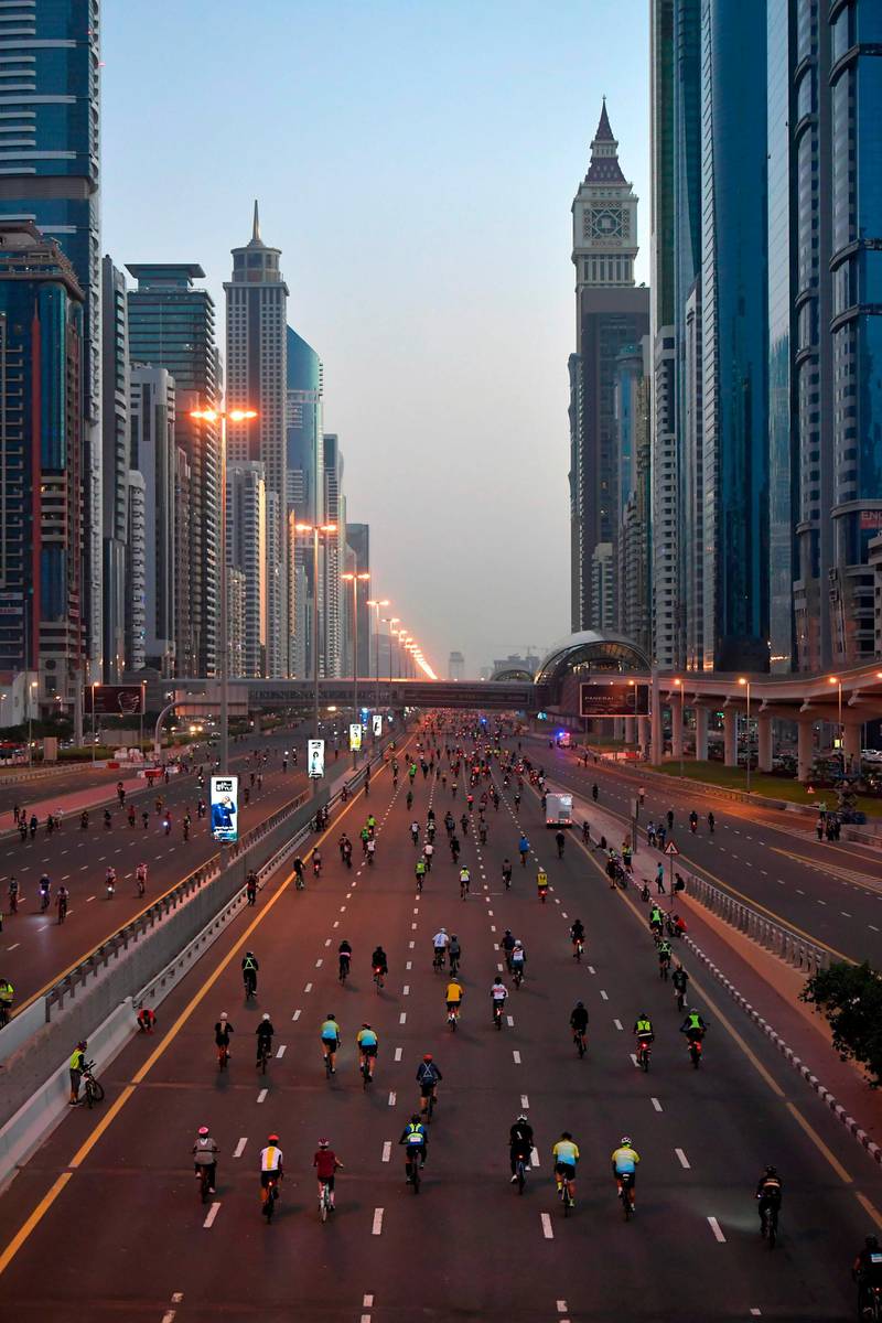 Dubai has been encouraging more people to use bikes. Karim Sahib / AFP