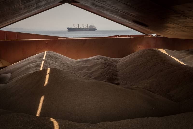 A grain ship during inspections in Istanbul under the Black Sea Grain Initiative in 2022. Getty Images