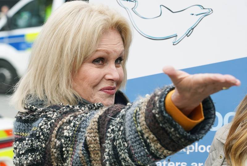 Joanna Lumley in Old Palace Yard, London, following her victory on banning detonation as a means of clearing underwater unexploded ordnance for offshore windfarm construction. Picture date: Tuesday November 16, 2021.