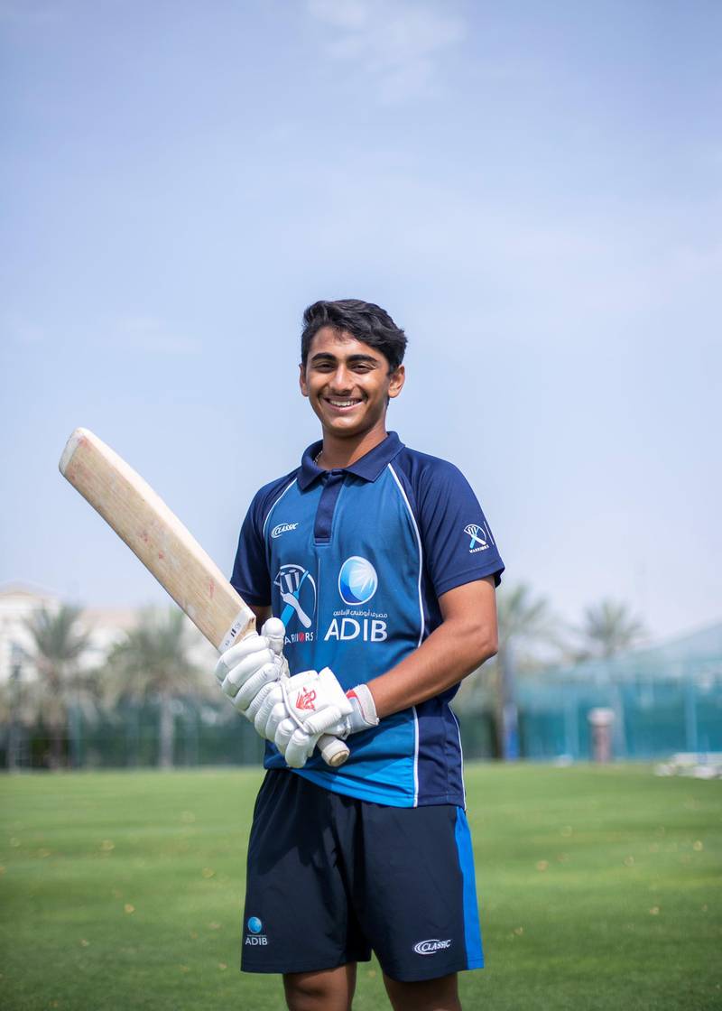DUBAI, UNITED ARAB EMIRATES.  23 FEBRUARY 2021. Young UAE cricketer, Adithya Shetty,  training at ICC Academy.Photo: Reem Mohammed / The NationalReporter: PAUL RADLEYSection: Sports
