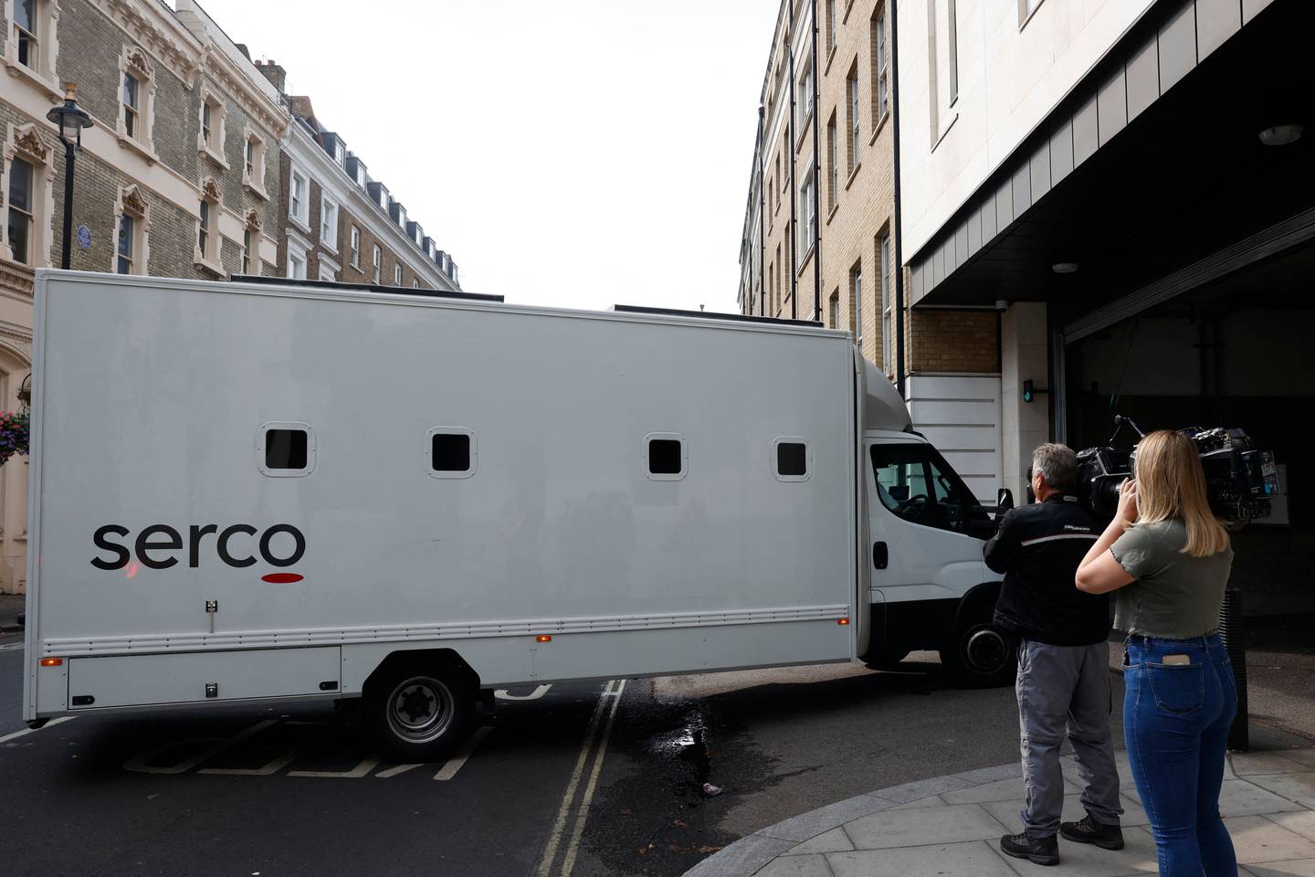 A van believed to be transporting Jaswant Singh Chail arrives at Westminster Magistrates' Court. AFP