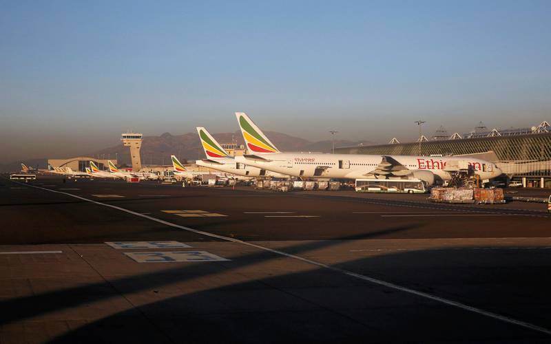 FILE PHOTO: Ethiopian Airline planes are seen parked at the Bole International Airport in Ethiopia's capital Addis Ababa, January 26, 2017. REUTERS/Amr Abdallah Dalsh/File Photo