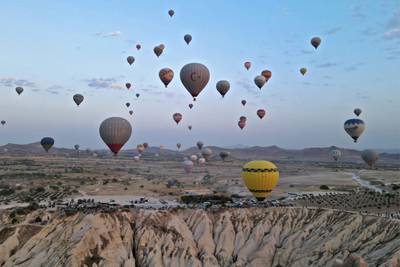 6. Turkey: Hot-air balloons fly over Goreme Historical National Park in central Turkey's Cappadocia region. AFP