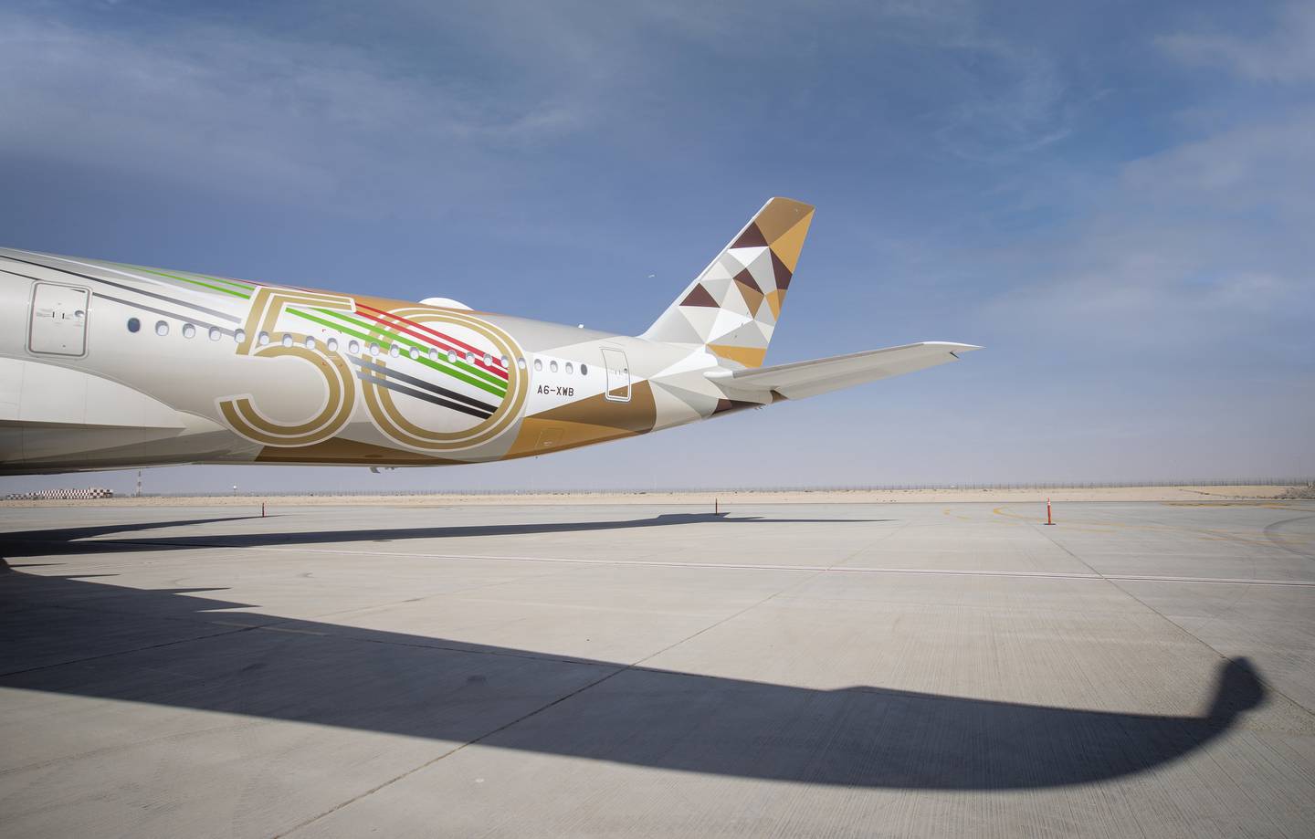 Etihad's Sustainable50 jet is used in the airline's industry-leading sustainability drive, aimed at decarbonising aviation. Photo: Etihad