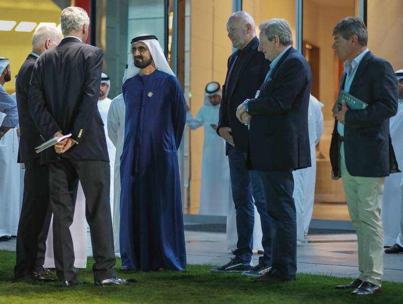 Sheikh Mohammed at the Dubai Breeze-Up Sale where two-year-old horses from Ireland and the UK went under the hammer. Photo: Dubai Media Office