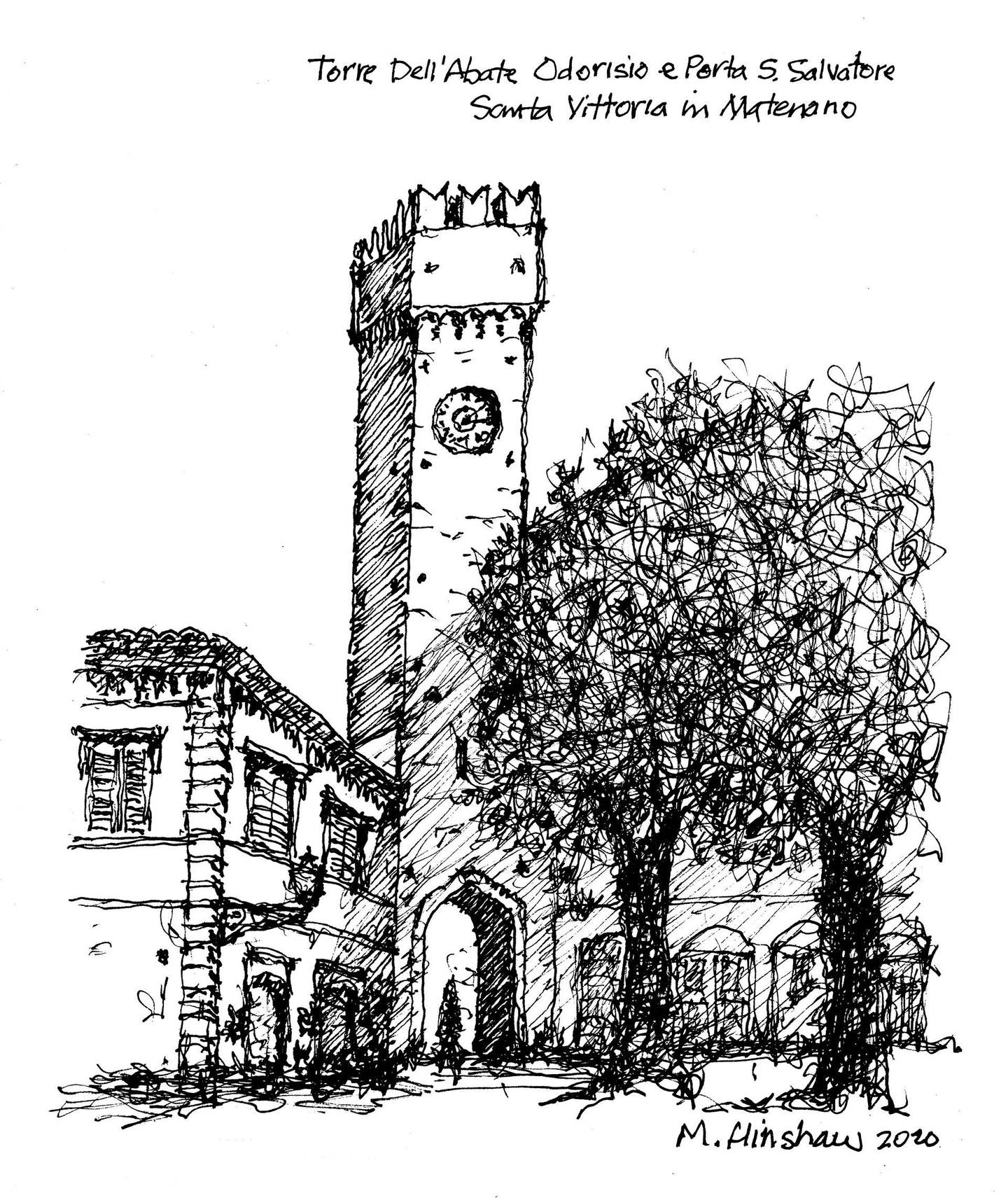 Illustration of Torre dell'abate in Santa Vittoria in Matenano. Credit: Mark Hinshaw