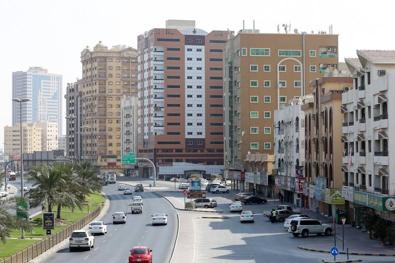AJMAN, UAE. October 30, 2014 - Stock photograph of residential buildings in Ajman, October 30, 2014. (Photos by: Sarah Dea/The National, Story by: Standalone, Business)