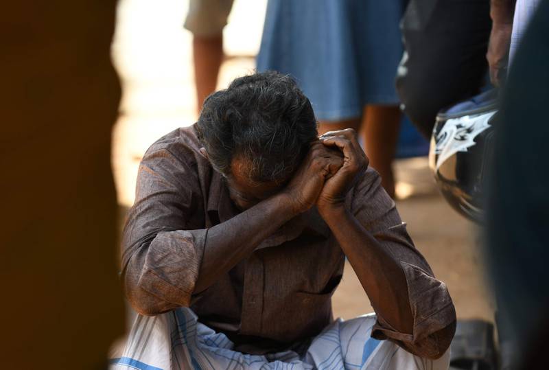 A relative of a Sri Lankan victim weeps outside a hospital in Batticaloa. AFP