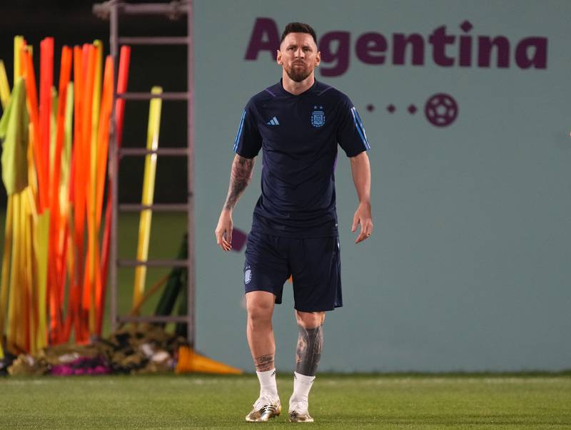 Argentina's Lionel Messi during a training session at Qatar University Training Site in Doha, Qatar. Picture date: Saturday December 17, 2022.