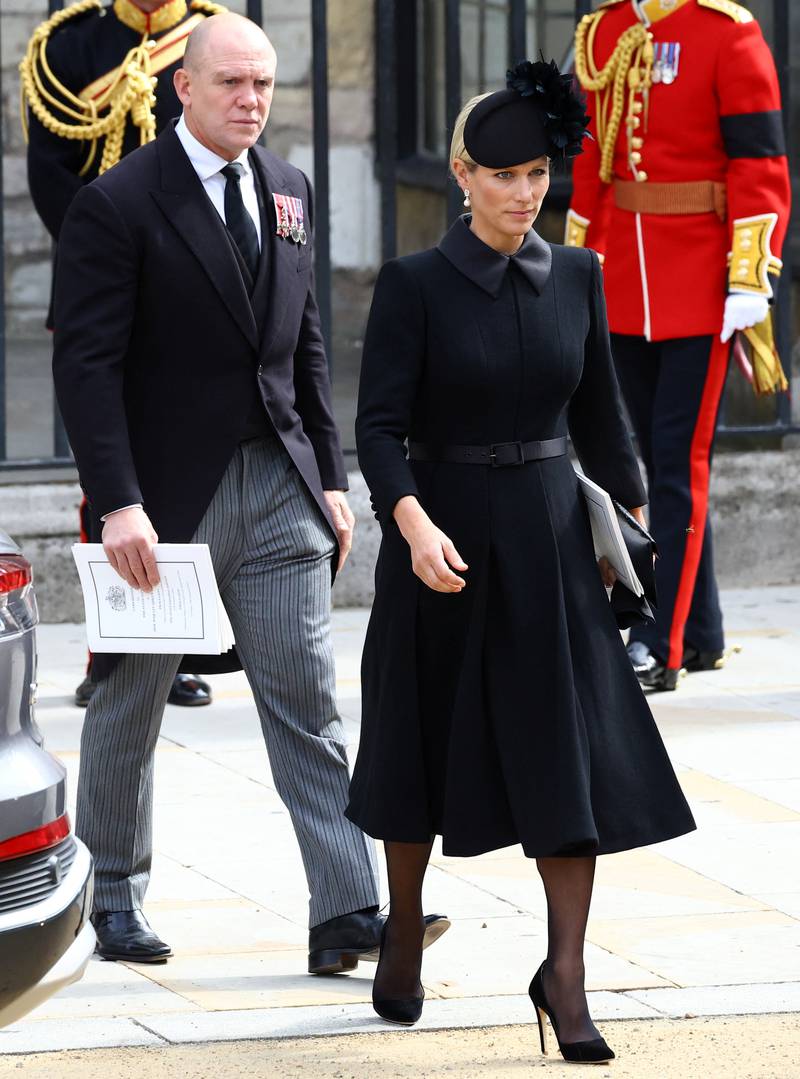 Zara and Mike Tindall leave the funeral of Queen Elizabeth II. Getty Images 