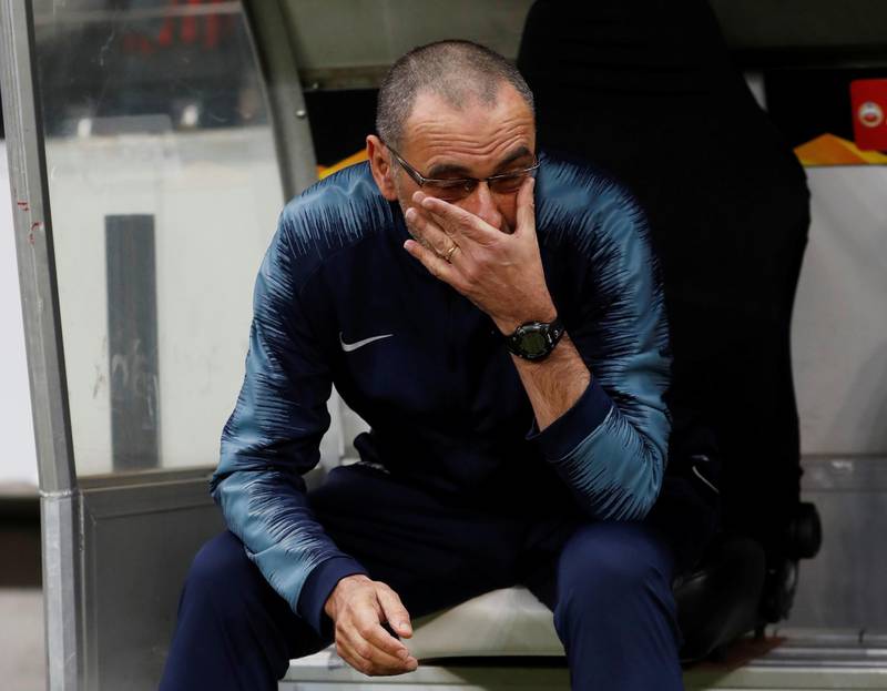 Soccer Football - Europa League Semi Final First Leg - Eintracht Frankfurt v Chelsea - Commerzbank-Arena, Frankfurt, Germany - May 2, 2019  Chelsea manager Maurizio Sarri before the match   Action Images via Reuters/Lee Smith