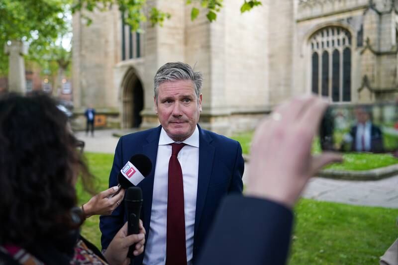 Sir Kier speaking to members of the media in Wakefield. Getty Images