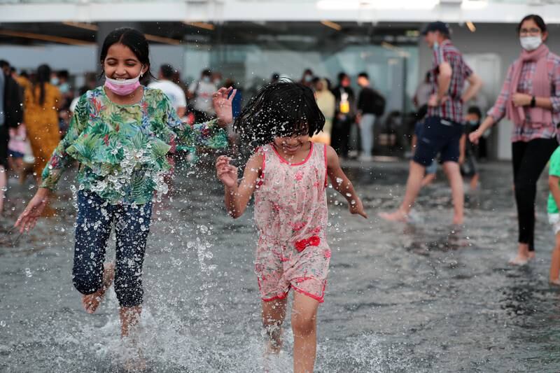 Children make a splash at Expo 2020 Dubai.