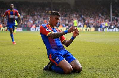 Patrick Van Aanholt of Crystal Palace celebrates after scoring his team's second goal. Getty Images