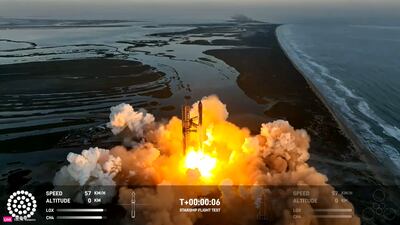 Starship blasts off in Boca Chica, Texas. SpaceX 