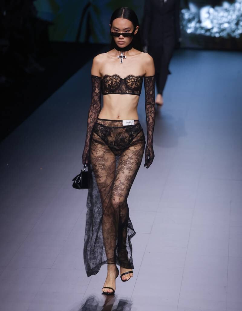 Lingerie strongly inspired the collection. EPA
