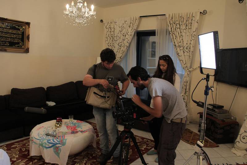 Amal Al Agroobi on the set of Under Hat. Courtesy Amal Al Agroobi