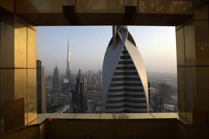 A general view of the Burj Khalifa, the world's tallest building, and the Dubai skyline from the Gevora Hotel, currently the world's tallest hotel, in Dubai, United Arab Emirates June 23, 2019. Picture taken June 23, 2019. REUTERS/Christopher Pike