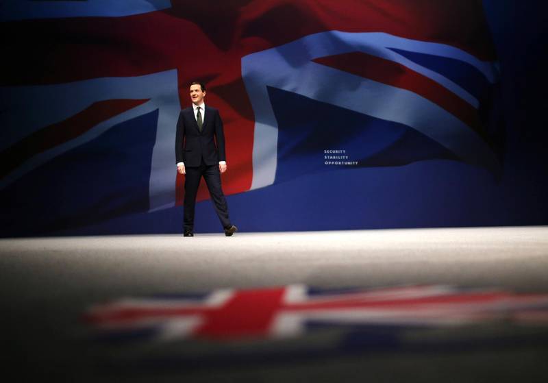 MANCHESTER, ENGLAND - OCTOBER 05:  Chancellor of the Exchequer George Osborne addresses the Conservative party conference on October 5, 2015 in Manchester, England. The second day of the 2015 autumn conference is being dominated by the economy and the appointment of Labour peer Lord Adonis as head of the National Infrastructure Division (NIC) which will will advise the Government on road, rail, housing and energy projects.  (Photo by Christopher Furlong/Getty Images)