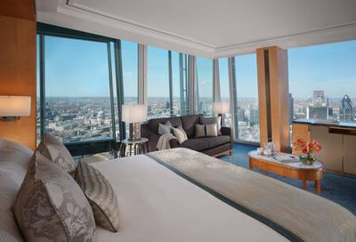 The rooms at Shangri-La Hotel, At The Shard, London, boast stunning views. Courtesy: Shangri-La Hotels and Resorts