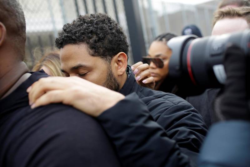 Smollett appeared somber as he made his way to a waiting car. REUTERS/Joshua Lott