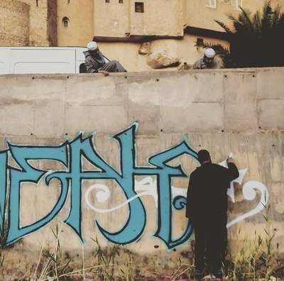 While his graffiti in Algeria did not express discontent with any particular political entity, Sneak Hotep says there is no denying that there is an aspect to street art that is inherently political. Photo: Sneak Hotep
