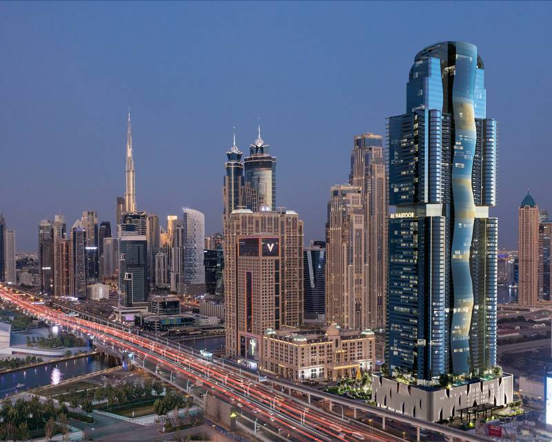 A rendering of Habtoor Tower, which will be built along Sheikh Zayed Road in Dubai. Photo: Al Habtoor Group