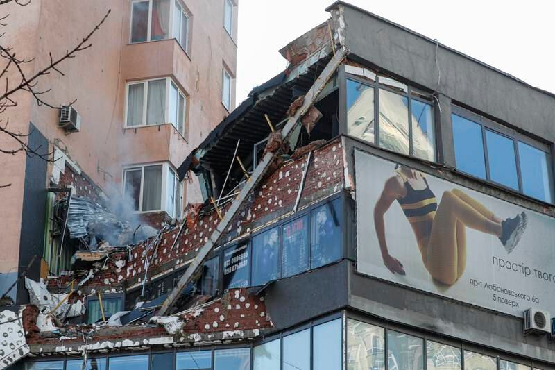 A building damaged by shelling carried out by Russian troops in Kiev. EPA