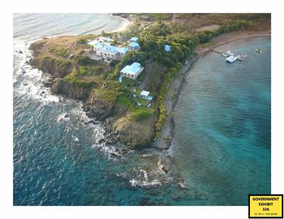 An aerial view of Epstein's private island in the US Virgin Islands. 