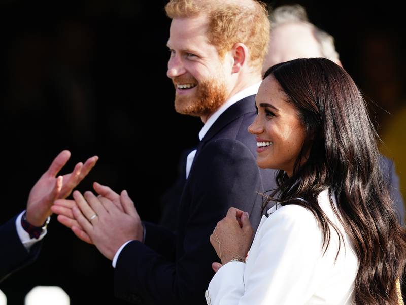 Britain's Duke and Duchess of Sussex attend a reception hosted by The Hague in the Netherlands and the Dutch Ministry of Defence, ahead of the Invictus Games at Zuiderpark in the city. PA