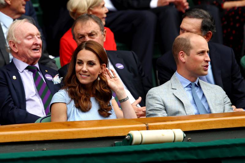 Britain's Catherine, Duchess of Cambridge, and Britain's Prince William, the Duke of Cambridge, in the Royal Box ahead of the final between Switzerland's Roger Federer and Serbia's Novak Djokovic. Clive Brunskill/Getty Images