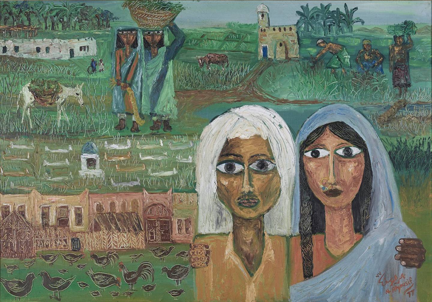'Our Green Land' (1977) by Nasser Al Yousif, a member of Bahrain's Manama Group renowned for their explorations of landscape. Photo: Mahmood Nasser Al-Yousif