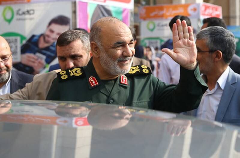 epa07659720 A handout photo made available by the Iranian Revolutionary Guard Corps (IRGC) official website Sepahnews shows Iranian revolutionary guard chief General Hossein Salami greets as Tehran's international book fair  in Tehran, Iran, 02 April 2019 (issued 20 June 2019). Media reported that Salami has confirmed that Iran was not seeking war but 'ready for war' after a US drone was shot down on 20 June 2019 by an Iranian surface-to-air missile in internatonal territory.  EPA/SEPAHNEWS / HANDOUT  HANDOUT EDITORIAL USE ONLY/NO SALES