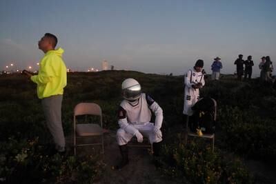 Spectators gathered on South Padre Island to watch the launch near Brownsville, Texas. Reuters