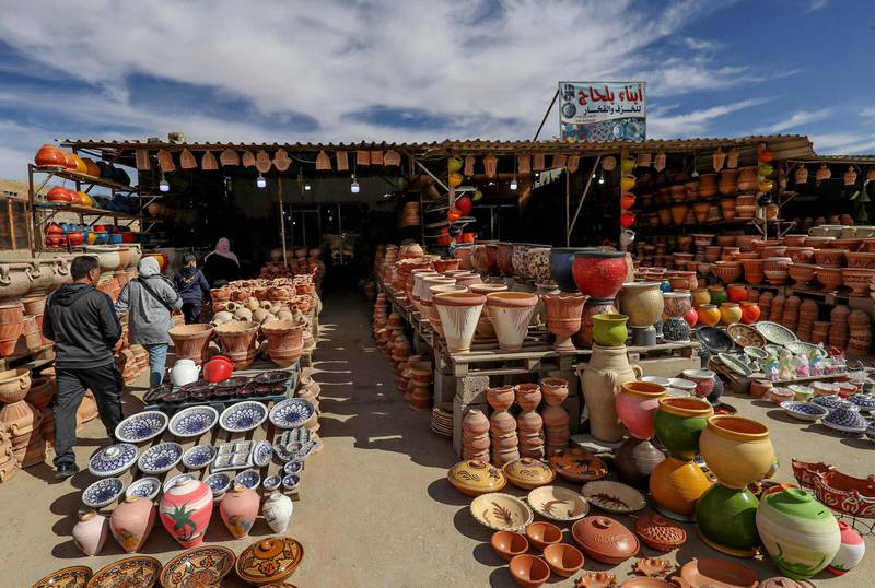Locally made ceramics for sale in Gharyan.