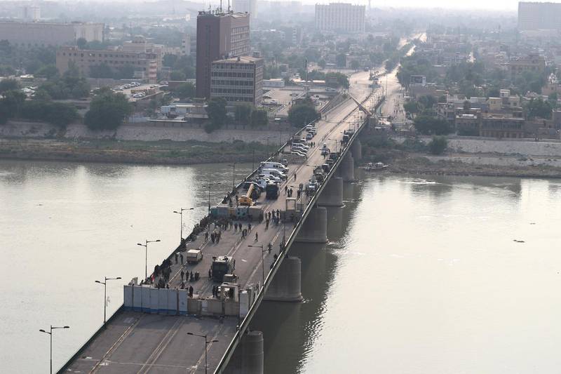 Jumhuriya bridge, which leads to the Green Zone, has become a flashpoint for violence against the protesters. Pesha Magid